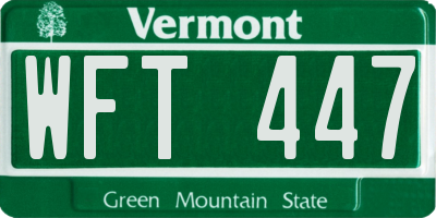 VT license plate WFT447
