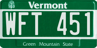 VT license plate WFT451