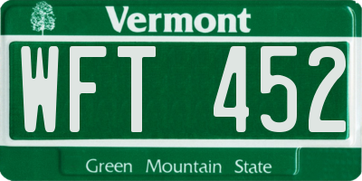 VT license plate WFT452