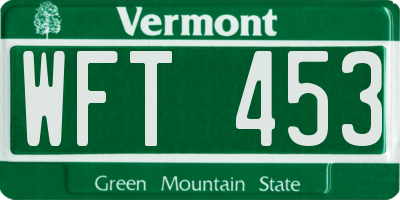VT license plate WFT453