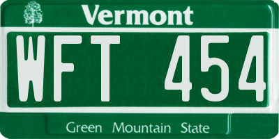 VT license plate WFT454