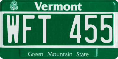 VT license plate WFT455
