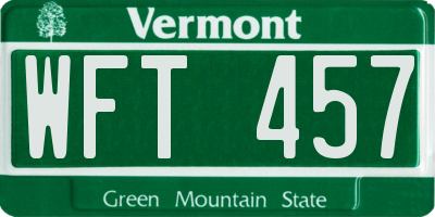 VT license plate WFT457