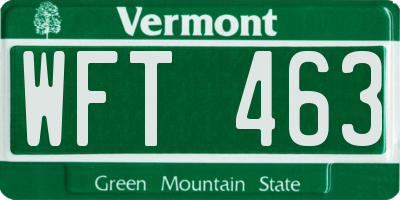 VT license plate WFT463