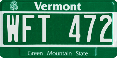 VT license plate WFT472