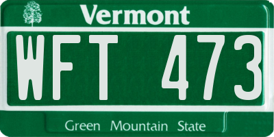VT license plate WFT473