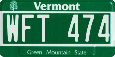 VT license plate WFT474