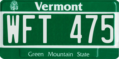 VT license plate WFT475