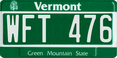 VT license plate WFT476