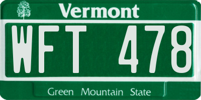 VT license plate WFT478