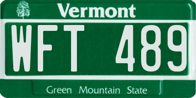 VT license plate WFT489