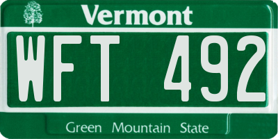 VT license plate WFT492