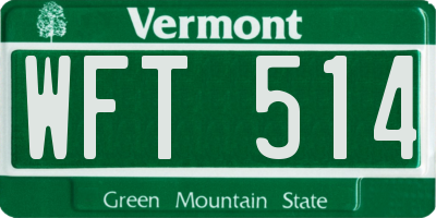 VT license plate WFT514