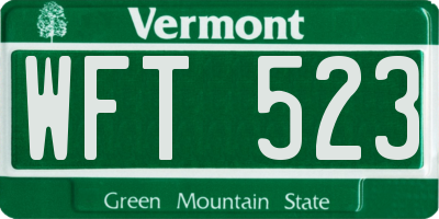 VT license plate WFT523