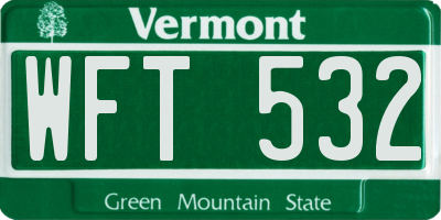 VT license plate WFT532