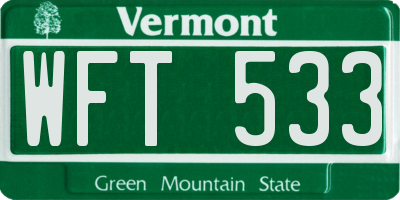 VT license plate WFT533