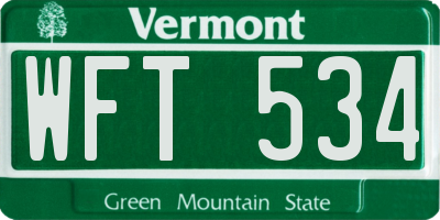 VT license plate WFT534