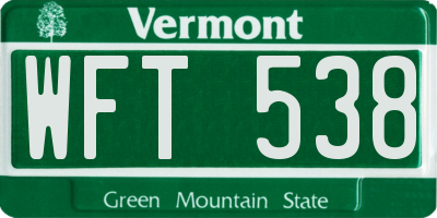 VT license plate WFT538