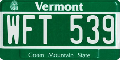 VT license plate WFT539