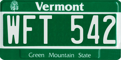 VT license plate WFT542