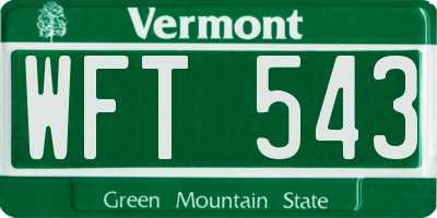 VT license plate WFT543