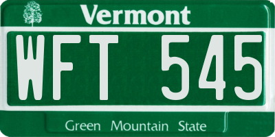 VT license plate WFT545