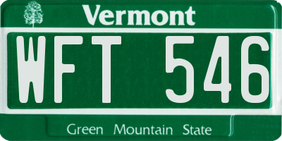 VT license plate WFT546
