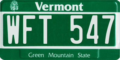 VT license plate WFT547