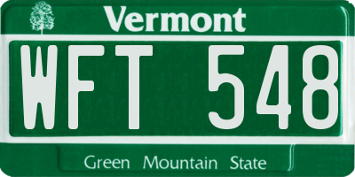 VT license plate WFT548