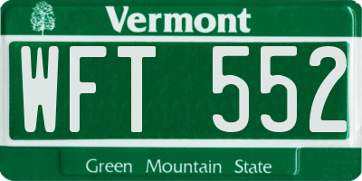 VT license plate WFT552