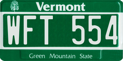 VT license plate WFT554