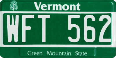 VT license plate WFT562