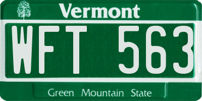VT license plate WFT563