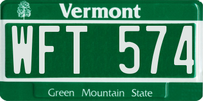 VT license plate WFT574