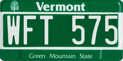 VT license plate WFT575