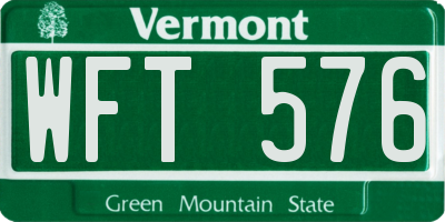 VT license plate WFT576
