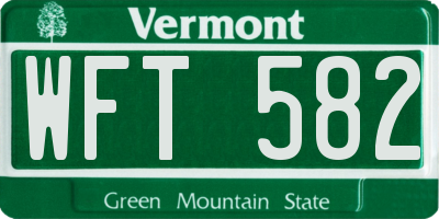VT license plate WFT582