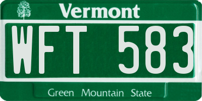 VT license plate WFT583