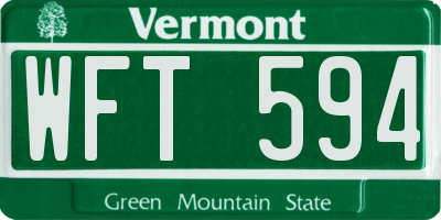 VT license plate WFT594