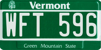 VT license plate WFT596