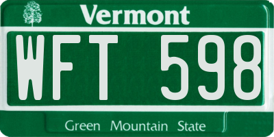 VT license plate WFT598
