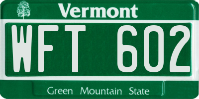 VT license plate WFT602