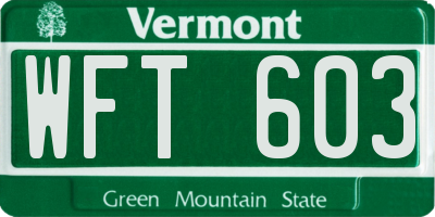 VT license plate WFT603