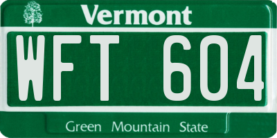 VT license plate WFT604