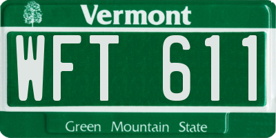 VT license plate WFT611