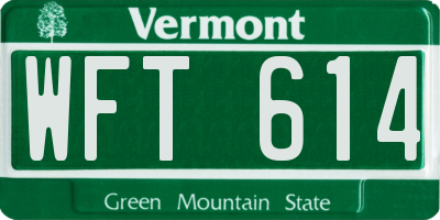VT license plate WFT614