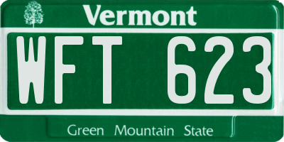 VT license plate WFT623