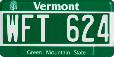 VT license plate WFT624