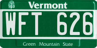 VT license plate WFT626