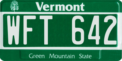VT license plate WFT642